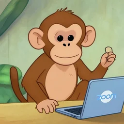 koko the monkey visits the zoom, in the style of a 9 0 s cartoon