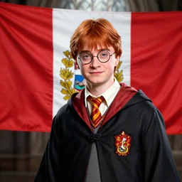 Ron Weasley from harry potter in front of the peruvian flag