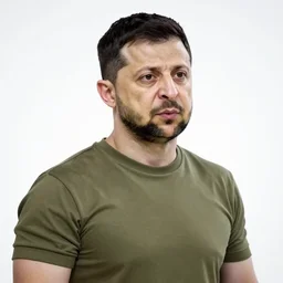 Detailed portrait of Volodymyr Zelensky, dressed as an assassin, on a white background
