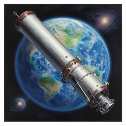 gouache matte painting!!! telescope view!!! earth in galaxy, solar system, cinematic angle, by nasa, studio ghibli, by nasa, makoto shinkai, pixar painting, cinematic lighting, detailed gouache painting, hyperrealistic, 8 k
