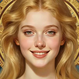 beautiful symmetrical face, portrait of young woman blessed with ever - increasing physical and mental perfection, realism, blonde hair, perfect face!! intricate, elegant, highly detailed, vision of holy perfection!! smile, digital painting, artstation, concept art, smooth, sharp focus, illustration, humanity, art by artgerm and greg rutkowski and alphonse mucha