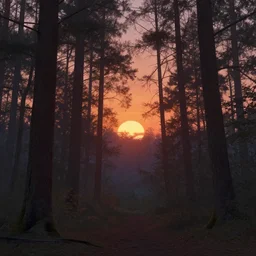 the last sunset in the forest of dreams, by Frederic Erwin Church, 8k resolution, digital art, trending on art station