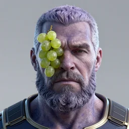 thanos's face is a grape, hyperdetailed, artstation, cgsociety, 8 k