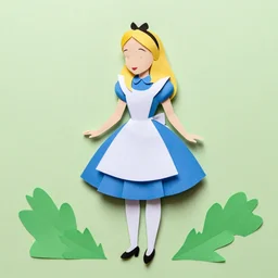 cut paper sculpture of alice in wonderland