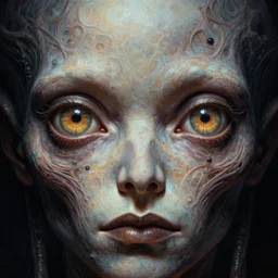 close up sci - fi cosmic horror art noel fielding eyes, cosmic skin, intricate, elegant, highly detailed, centered, digital painting, concept art, smooth, sharp focus, illustration, artgerm, tomasz alen kopera, peter mohrbacher, donato giancola, joseph christian leyendecker, wlop, frank frazetta