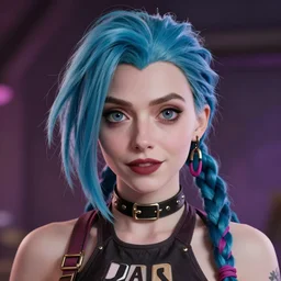 a beautiful artwork portrait of elizabeth olsen as jinx from arcane by Rembrandt featured on artstation