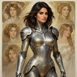 an ultradetailed portrait of penelope cruz in detailed futuristic sci - fi armor, intricate, elegant, highly detailed, digital painting, matte, sharp focus, illustration, art by john collier and albert aublet and krenz cushart and artem demura and alphonse mucha