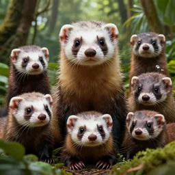 anthropomorphic ferret exploring the jungle, detailed faces, realistic faces, faces visible, lilia alvarado, sophie anderson, mark arian, bob byerley, charlie bowater, mark brooks, steve henderson, justin gerard a