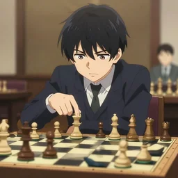 intense chess match anime style