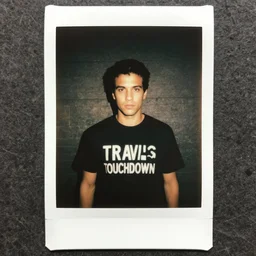a Polaroid photograph of Travis Touchdown from No More Heroes