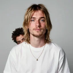 basquiat with kurt cobain photographed by jill greenberg, sears style portrait, color, photorealistic, 8 k