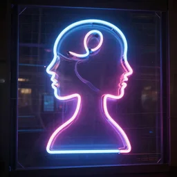 women shape neon sign advertising hologram