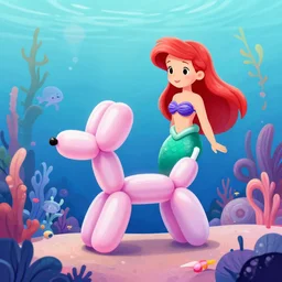balloon animals, under the sea, little mermaid magical kingdom, digital art + n 9
