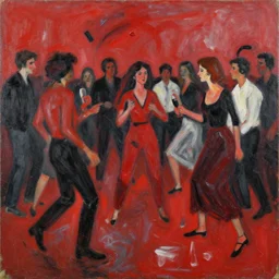 a messy painting, party in the style of stefan norblin and francoise nielly, red and black colour scheme