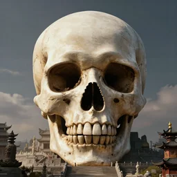 [ skull - shaped ] buddhist temple, by greg rutkowski, matte painting, 4 k, masterpiece, digital art, octane render, trending on artstation, good lighting, epic