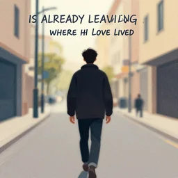 is already leaving for the street, where his love lived, meaningful, abstract, illustration, metaphoric
