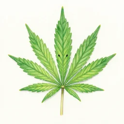 cannabis leaf with a face, colored pencil illustration