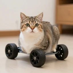 a cat with wheels
