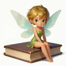 character concept portrait, tiny fairy sitting on a large book, style digital painting, concept art, smooth, sharp focus, illustration, from Metal Gear, by Ruan Jia and Mandy Jurgens and William-Adolphe Bouguereau, Artgerm
