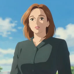 Anime style Giorgia Meloni with a sky background, rendered by Makoto Shinkai, syd meade, environment concept, digital art, unreal engine, WLOP, trending on artstation, low level, 4K UHD image, octane render