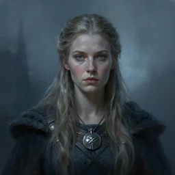 viking seeress. portrait. cold atmospheric lighting. highly detailed digital painting by greg rutkowski.