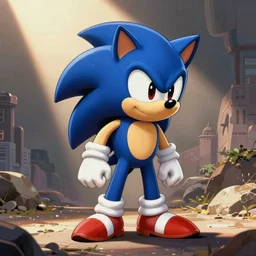 sonic the hedgehog, in the style of sega genesis, cartoon, illustration by jean giruad