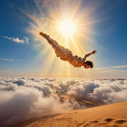 proto indoeuropean paint carvings by marvel of photographic evidence of icarus falling in a mystifying desert of cloudfields. agi inc ink award winning heavens beams beautiful sun rays with paint. realism dslr hd photography with ray tracing, lens flare and vivid imagery. beautiful art, exhobit 6 a