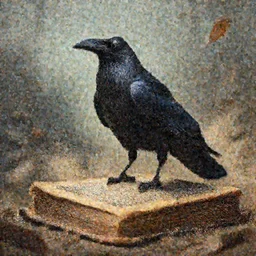 a raven stands on an old celtic book, dust and leaves  flying around in the background, art by alan lee and James Jean and Wayne Barlowe, high detail, cinematic, cgsociety 8k