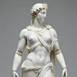 robot statue in the style of Greek statues, very detailed, intricate detail,