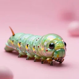 high quality close-up photo pearlescent caterpillar! gorgeous highly detailed hannah yata elson peter cinematic pink lighting high quality low angle hd 8k sharp shallow depth of field
