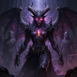 ancient horned androgynous god of malice inspired by Slaanesh and Sephiroth looks like an archetypal demon lord, his eyes glare with iridescent fire of magical energy, epic full body portrait by Greg Rutkowski and Ross Tran and Dariusz Zawadski with inspiration by Zdislaw Beksinski, ultra detail, 4k, 8k, HDR, trending on ArtStation