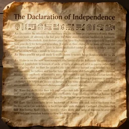 the Declaration of Independence written in hieroglyphs on papyrus