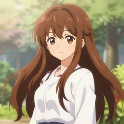 A Beautiful Anime Girl with long brown hair