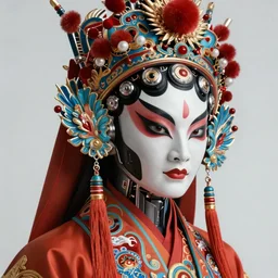portrait of a chinese cyberpunk machine, machine face, robed, upper half portrait, decorated with chinese opera motifs regal asian machine robot cyberpunk fine china, wuxia, traditional chinese art intricate intense elegant 京 剧 highly detailed digital painting artstation concept art smooth sharp focus illustration, art by artgerm and greg rutkowski alphonse mucha 8 k