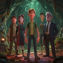 Lofi portrait in cavern, Pixar style by Joe Fenton and Stanley Artgerm and Tom Bagshaw and Tim Burton