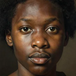 minerva by kehinde wiley and rembrandt. photorealistic facial features, portrait, detailed face, ultra high details, large, close - up.