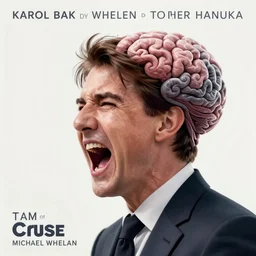 poster artwork by Michael Whelan and Tomer Hanuka, Karol Bak of Tom Cruise screaming due to his mind expanding too much, from scene from Twin Peaks, clean, simple illustration, nostalgic, domestic, full of details