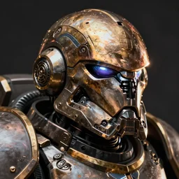 hyper realistic portrait of warhammer android head, cinematic, chaos marine, tzeentch, artstation, cgsociety, full head and shoulders, greg rutkowski, james gurney, mignola, craig mullins, brom