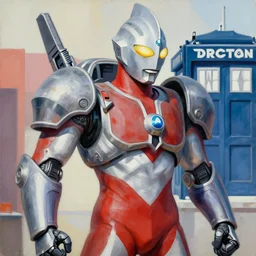 greg manchess portrait painting of armored casshern from casshan ultraman zero cyberman from doctor who cyborg gay hungarian - american - japanese human hybrid with as overwatch character, medium shot, asymmetrical, profile picture, organic painting, sunny day, matte painting, bold shapes, hard edges, street art, trending on artstation, by huang guangjian and ail elvgren and sachin teng
