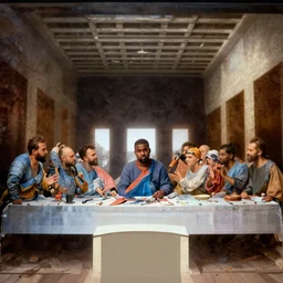 Kanye West in the Last Supper painting