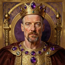 portrait of walter white as king, throne, jewelry, greek, amethyst, intricate, headshot, highly detailed, digital painting, artstation, concept art, sharp focus, cinematic lighting, illustration, art by artgerm and greg rutkowski, alphonse mucha, cgsociety
