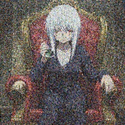 Monokuma sitting on a throne holding a glass of whine