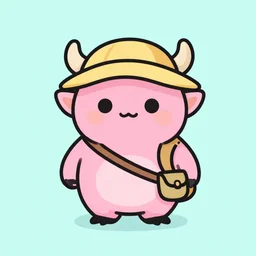 A cute vector art of a cute pink Kobold as a world explorer, digital art, outline illustration, Trending on ArtStation