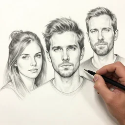 pov image of drawing a sketch self portrait by artgerm and magali villanueve and michael whelan, artist's hand visible