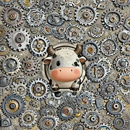 cute little anthropomorphic Cow in Gears of War cover art, ultra wide lens shot , tiny, small,  short, cute and adorable, pretty, beautiful, DnD character art portrait, matte fantasy painting, DeviantArt Artstation, by Jason Felix by Steve Argyle by Tyler Jacobson by Peter Mohrbacher, cinematic lighting