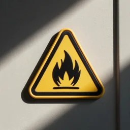 a photo of a retro minimalist clean fire flame warning caution patch