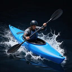 blue kayak kayaking splash art graphic design color splash high contrasting art, fantasy, highly detailed, art by greg rutkowski