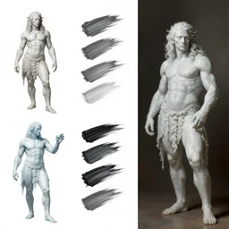photoshop traditional brushes strokes test, costume design from ice golem designers, artist reference pictures pose, sophisticated composition, old masters light composition, procedurally generated, epic kawaii human girl character posing for concept art, ancient garden behind her, substance designer, PBR, HD, Ultra detailed, hyperrealistic, megascans, volumetric light, concept by master artist, made in paint tool SAI2, trending pixiv face