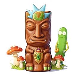 the notorious b. i. g. as trader vic's tiki mug, ayahuasca dmt lsd mushrooms astral journey, rick and morty pickle rick, shaded lighting poster by magali villeneuve, artgerm, jeremy lipkin and michael garmash, rob rey and kentaro miura style, trending on art station