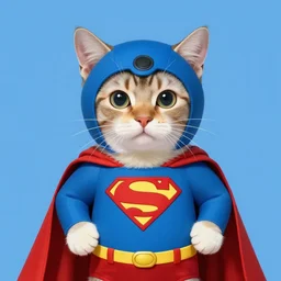 cat in a superman costume, digital art